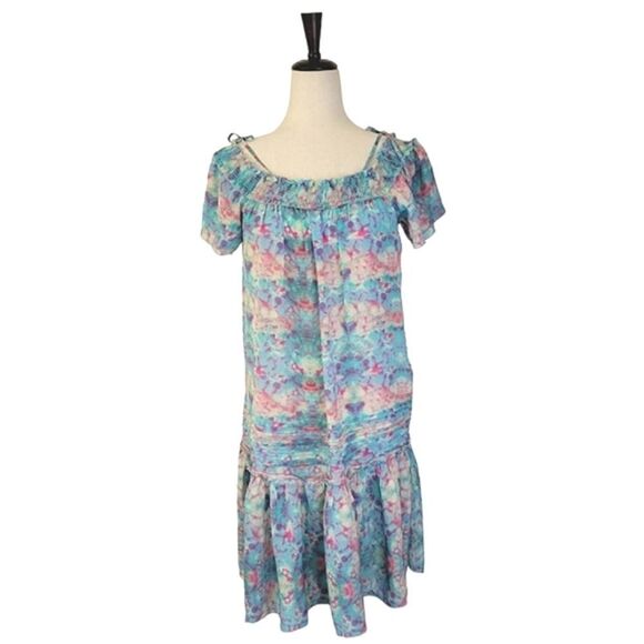 Anthropology Pepin Willa Multi Color Off The Shoulder Tye Dye Mini Dress Size 6 - Picture 3 of 10